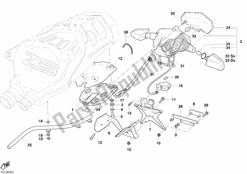 All parts for the Taillight of the Ducati Superbike 749 S 2004